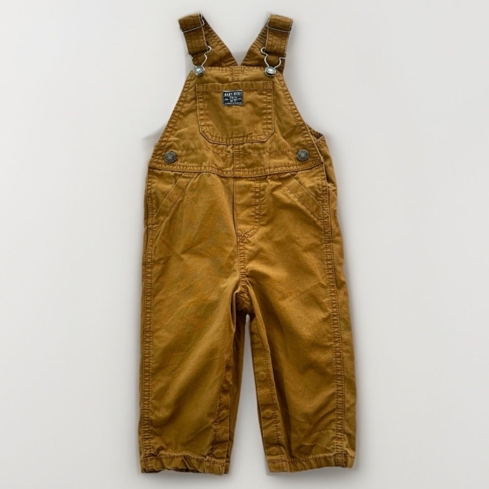 Carters Overalls Brown Baby Toddler 12M Snap Leg Closure 100% Cotton